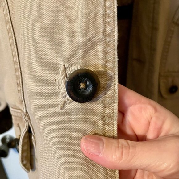 Vintage ORVIS Canvas Chore Barn Coat Field Jacket Corduroy Cuffs Tan Brown Sz L - Picture 5 of 12